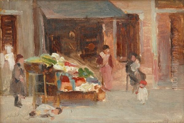 Fruit Stand Oil Painting by Josephine Mary Muntz Adams