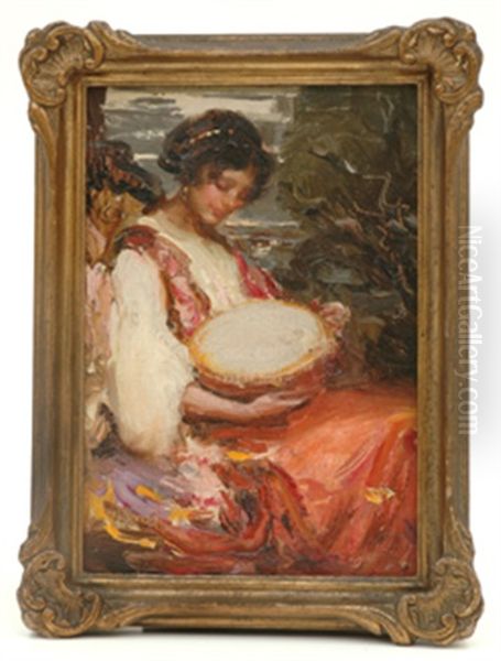 An Italian Girl Oil Painting by Josephine Mary Muntz Adams