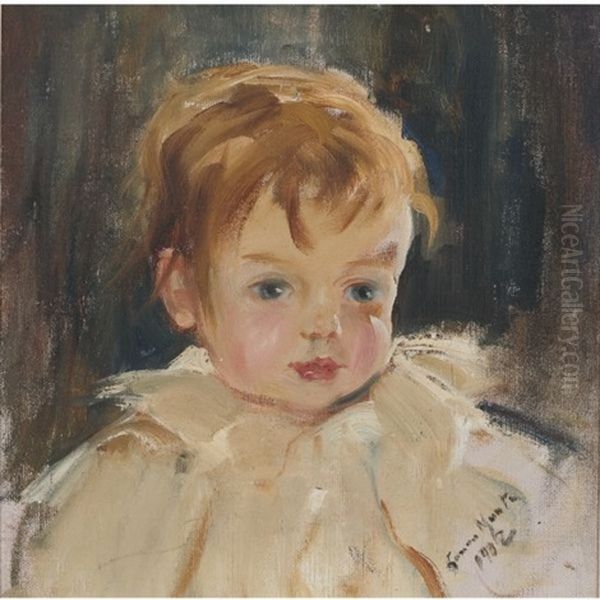 Portrait Of A Little Boy Oil Painting by Laura Adeline Muntz