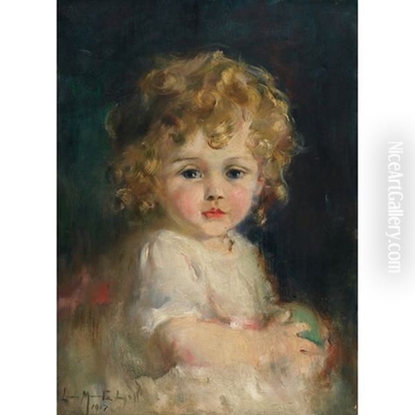 Portrait Of Alan Wood At Foxbar, At 2 Years Old Oil Painting by Laura Adeline Muntz