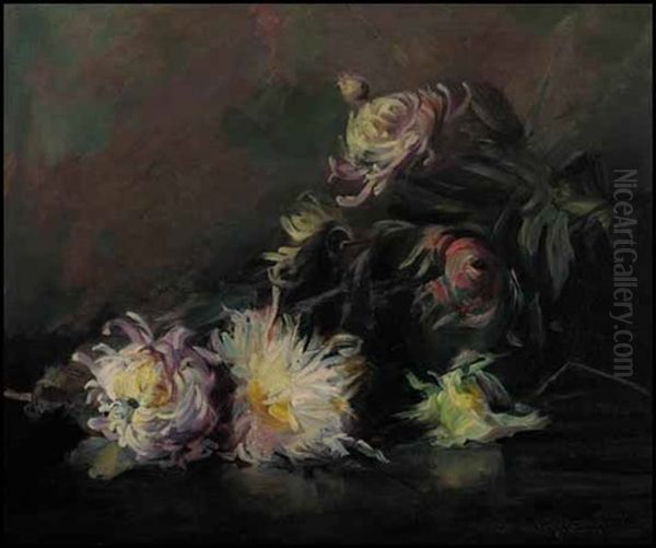 Chrysanthemums Oil Painting by Laura Adeline Muntz