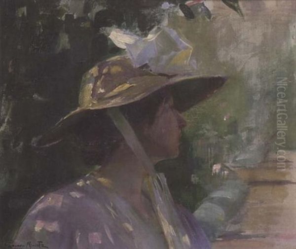 Woman In A Wide-brimmed Hat by Laura Adeline Muntz