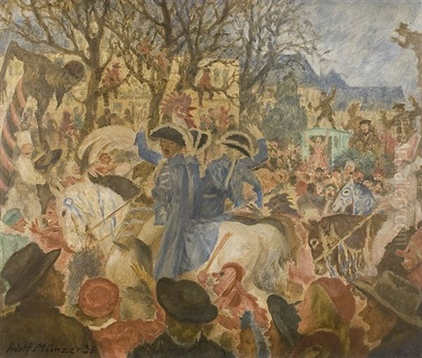 Rosenmontag In Der Altstadt Oil Painting by Adolf Muenzer