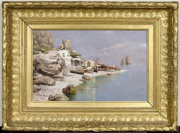 Kustenlandschaft In Capri Oil Painting by Angelo Della Mura