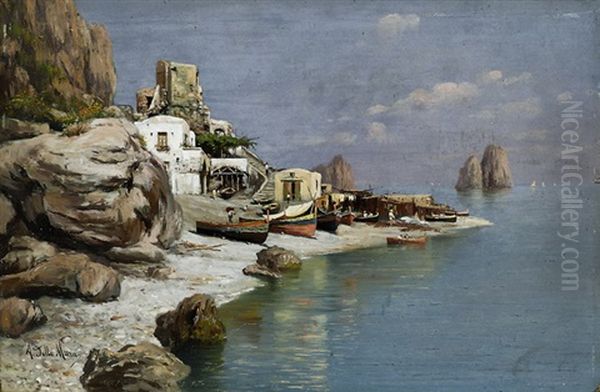 Capri, Marina Privata Oil Painting by Angelo Della Mura