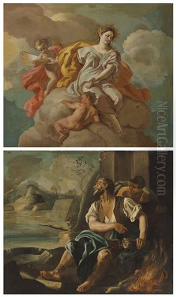 Allegory Of Summer; And Allegory Of Winter Oil Painting by Francesco de Mura