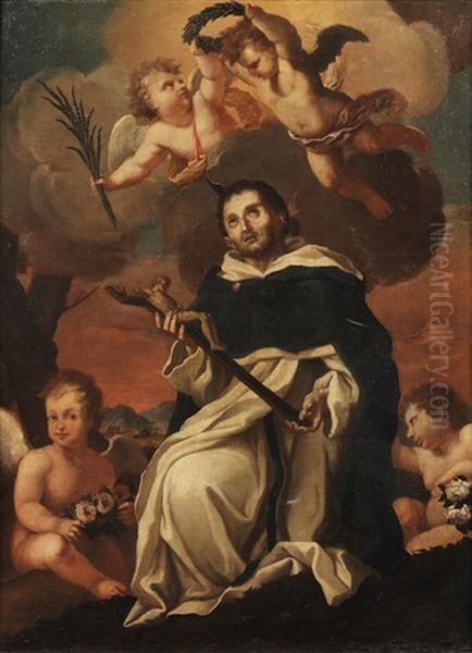 Saint Peter Martyr Surrounded By Angels by Francesco de Mura