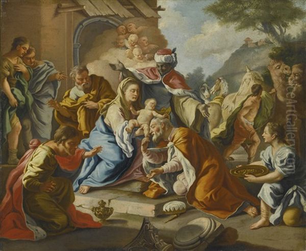 The Adoration Of The Magi Oil Painting by Francesco de Mura