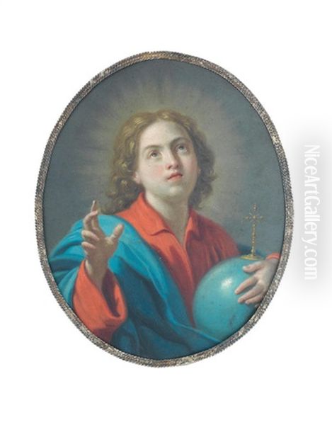 Christ As Salvator Mundi Oil Painting by Francesco de Mura