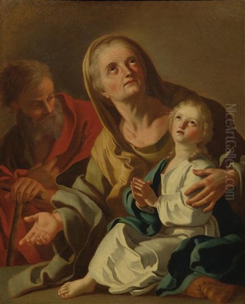 Anne, Joachim And Maria Oil Painting by Francesco de Mura