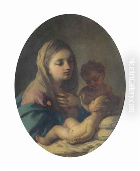 The Madonna And Child With The Infant Saint John Oil Painting by Francesco de Mura