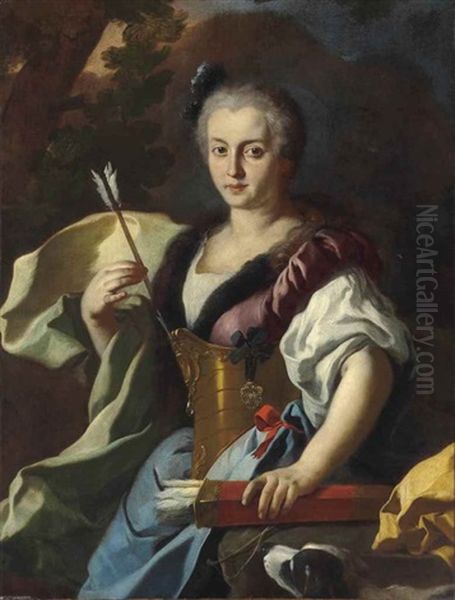 Portrait Of A Lady, Three-quarter-length Oil Painting by Francesco de Mura