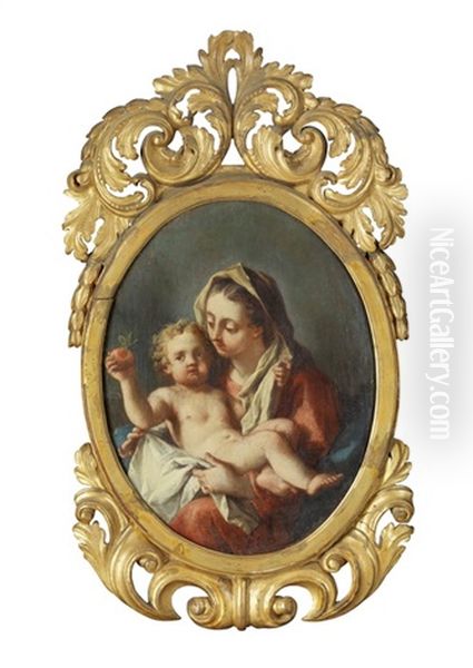 Madonna Mit Kind, Einen Apfel Haltend Oil Painting by Francesco de Mura