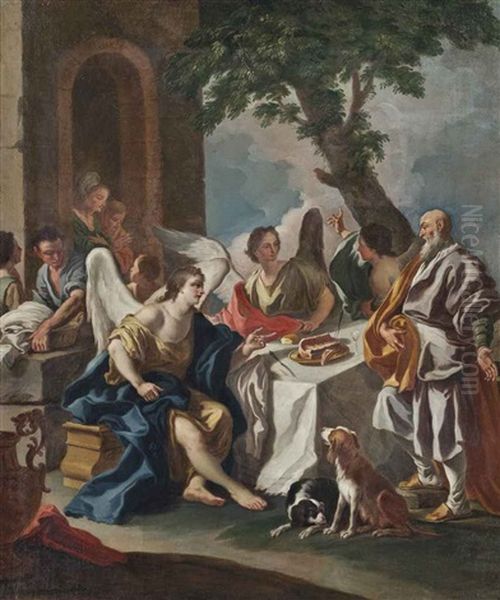 Abraham And The Three Angels by Francesco de Mura