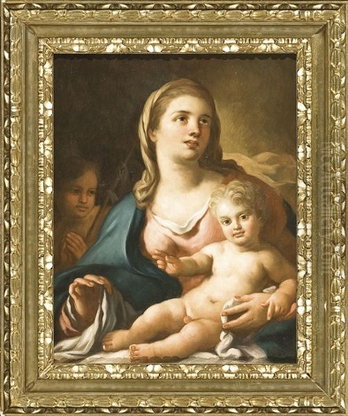 La Vergine Col Bambino E San Giovannino Oil Painting by Francesco de Mura