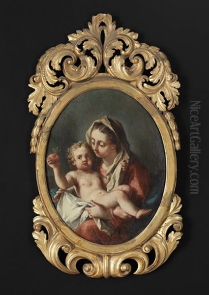 Madonna Mit Kind Einen Apfel Haltend Oil Painting by Francesco de Mura