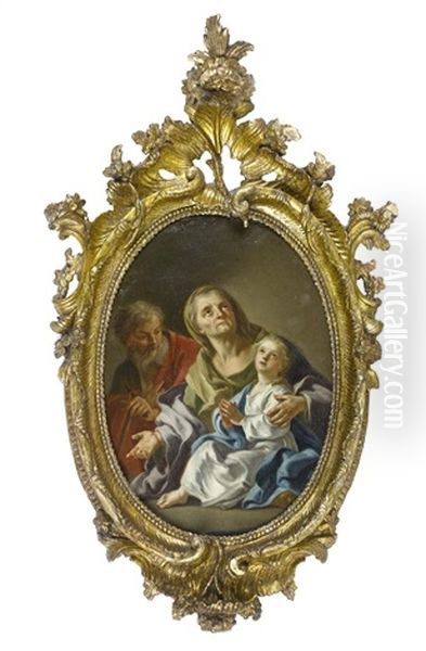 The Virgin With Saints Joachim And Saint Anne Oil Painting by Francesco de Mura