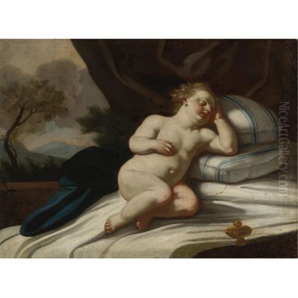 Sleeping Puto Oil Painting by Francesco de Mura