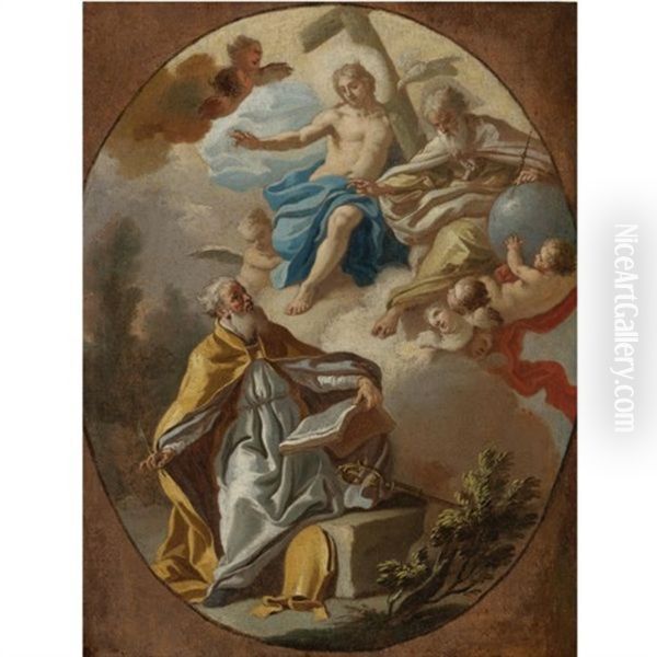 The Vision Of St. Augustine Oil Painting by Francesco de Mura