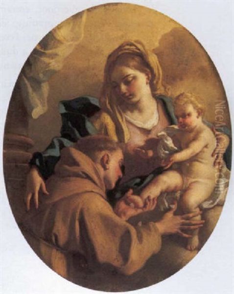 Madonna Con Bambino E Sant'antonio Oil Painting by Francesco de Mura