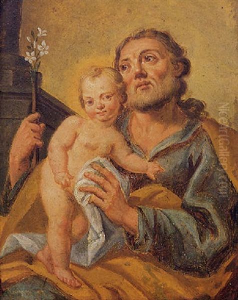 San Giuseppe Col Bambino Oil Painting by Francesco de Mura