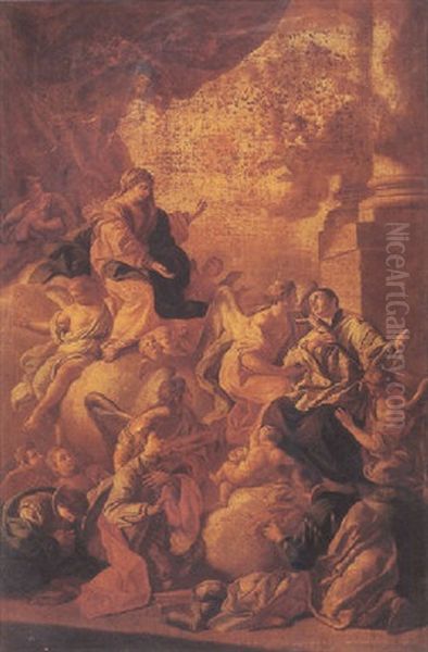 The Vision Of Saint Aloysius Gonzaga Oil Painting by Francesco de Mura