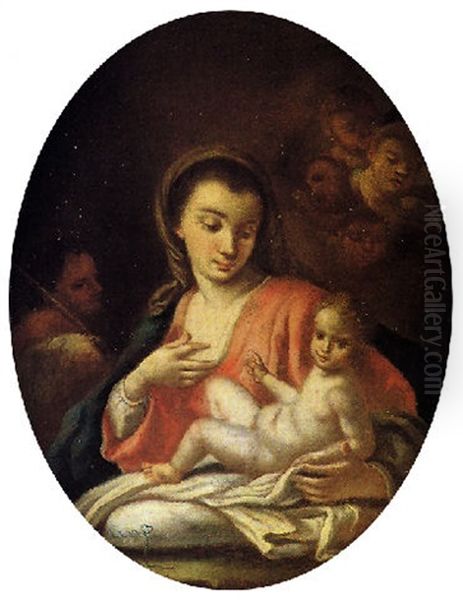 Madonna Col Bambino Oil Painting by Francesco de Mura