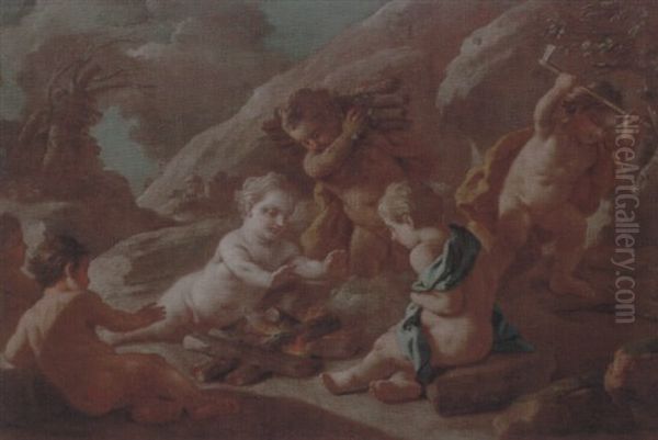 Allegory Of Winter Oil Painting by Francesco de Mura