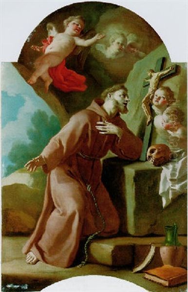 Saint Francis At Prayer Oil Painting by Francesco de Mura