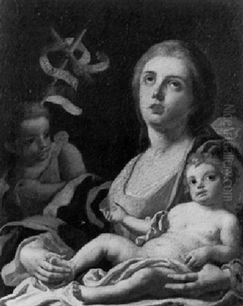 Madonna And Child With The Infant Saint John The Baptist Oil Painting by Francesco de Mura