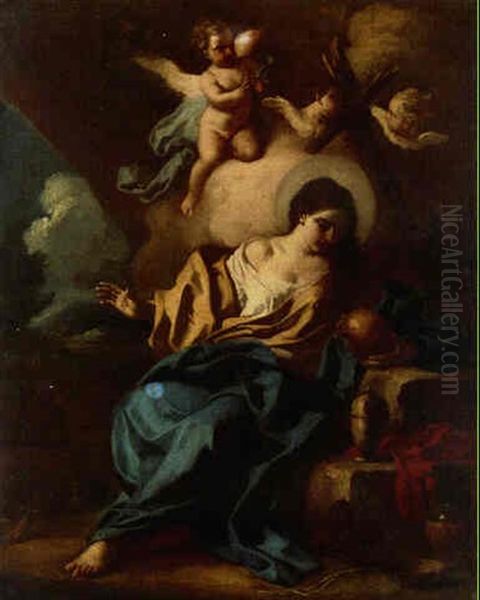 The Penitent Magdalen Oil Painting by Francesco de Mura