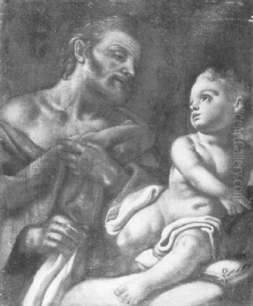 St. Joseph And The Christ Child Oil Painting by Francesco de Mura