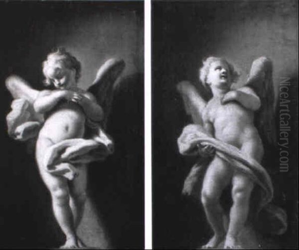 Deux Angelots Oil Painting by Francesco de Mura