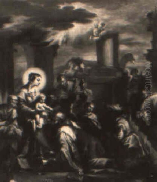 The Adoration Of The Magi Oil Painting by Francesco de Mura