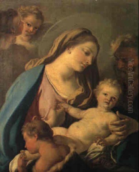 Sacra Famiglia Con S. Giovannino Oil Painting by Francesco de Mura