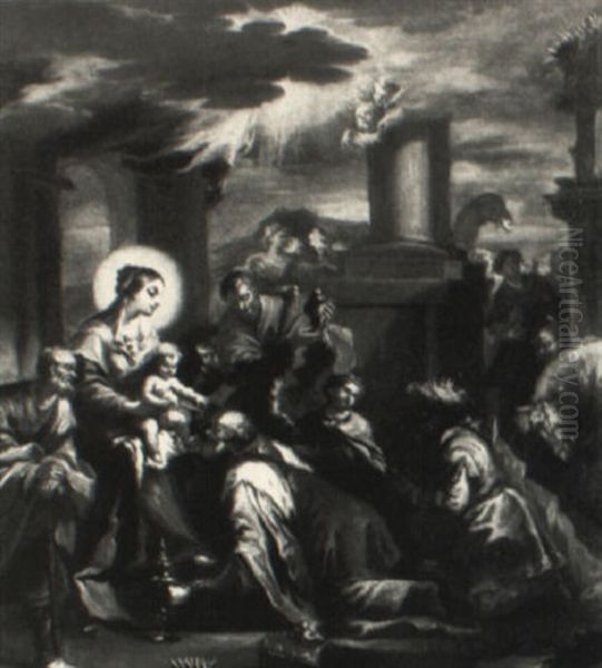 The Adoration Of The Magi Oil Painting by Francesco de Mura