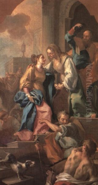 The Visitation Oil Painting by Francesco de Mura