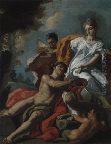 Bacchus Et Ceres Oil Painting by Francesco de Mura