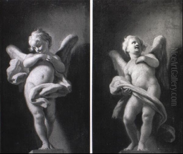 Deux Angelots Oil Painting by Francesco de Mura