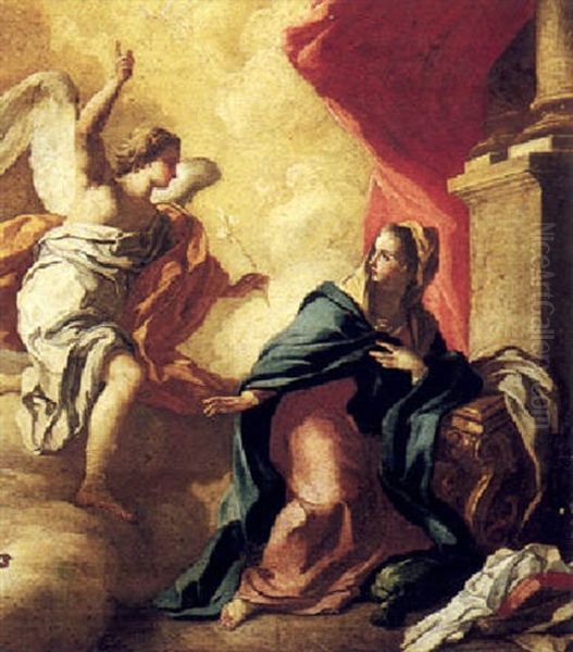 The Annunciation To The Virgin Oil Painting by Francesco de Mura