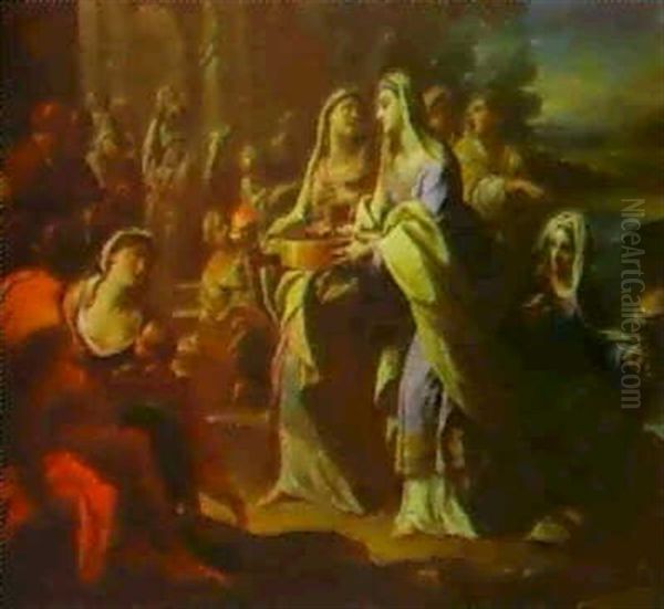 The Vestal Claudia Carrying Water In A Sieve Oil Painting by Francesco de Mura