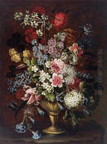 A Bouquet Of Flowers In A Vase Oil Painting by Bartolommeo Bimbi