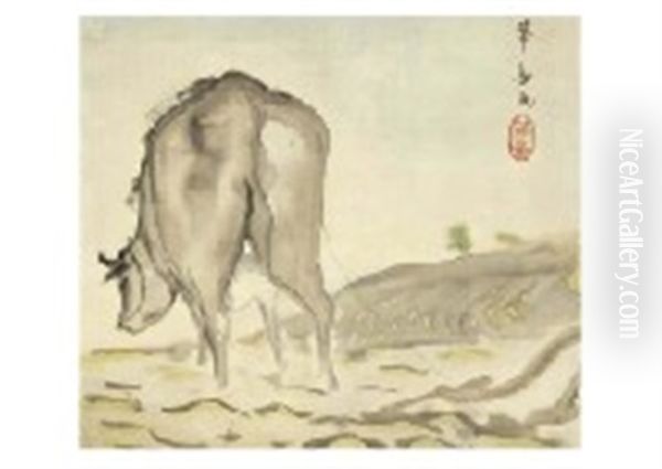 Cow Oil Painting by Kagaku Murakami