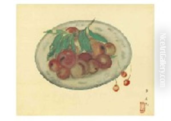 Fruit On The Plate Oil Painting by Kagaku Murakami