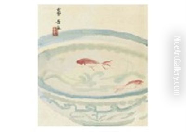 Goldfish Oil Painting by Kagaku Murakami