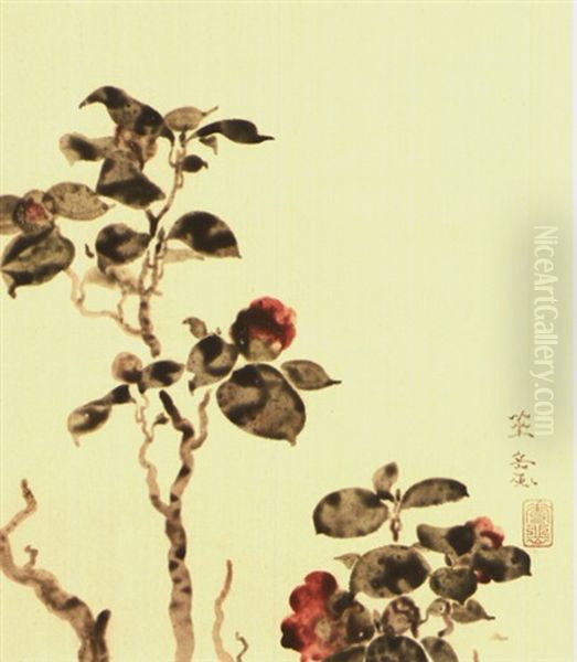 Camellia Oil Painting by Kagaku Murakami