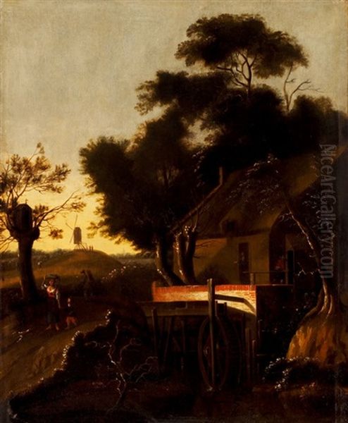 Landschaft Mit Wassermuhle Und Figurenstaffage Oil Painting by Emanuel Murant