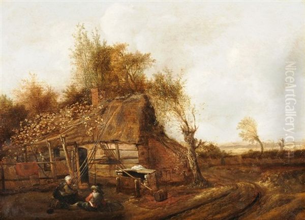 Landschaft Mit Bauern Vor Der Hutte Oil Painting by Emanuel Murant