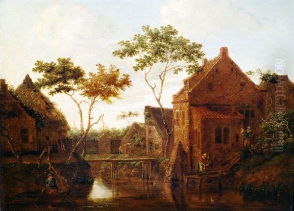 Dorf An Einem Kanal Oil Painting by Emanuel Murant