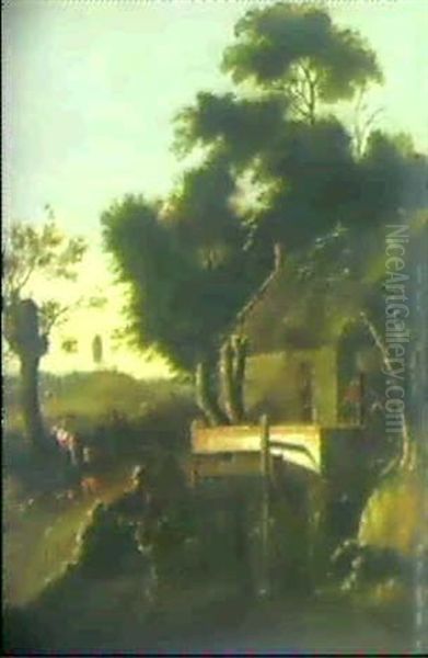 Landschaft Mit Muhle Und Personenstaffage Oil Painting by Emanuel Murant